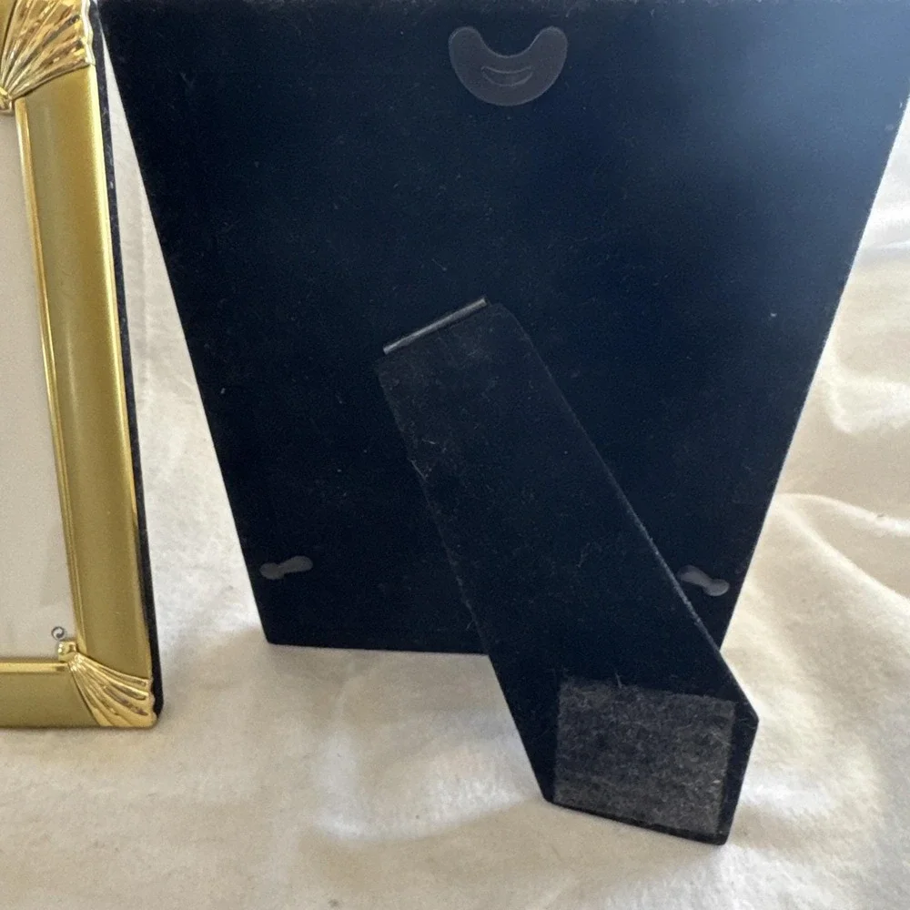 Lot of 3 Vintage brass Gold Metal ornate Picture Frames, 2 (5x7)  1 (2x3) Stand